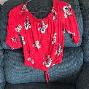 Off the shoulder crop shirt